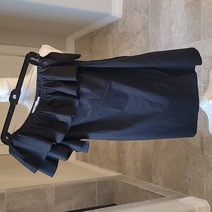 Vineyard Vines cotton black one shoulder ruffle dress xs